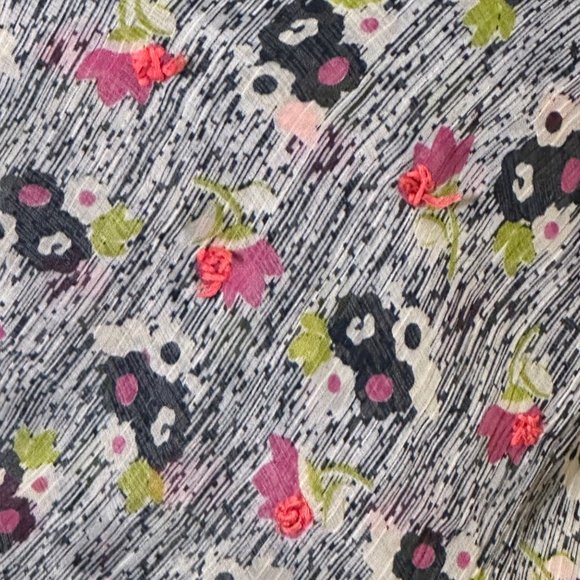 Unbranded Scarf Womens Square Black White Pink Floral Flower Tassel Semi Sheer - Picture 10 of 10